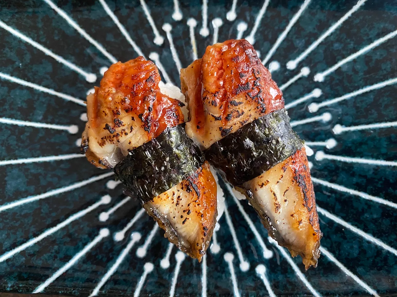 Glazed unagi nigiri